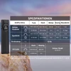 Schwarze Olight ArkPro Ultra Taschenlampe mit Spezifikationstabelle zu Flutlicht, Spotlicht und UV-Licht für Outdoor-Einsätze