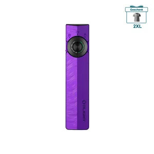 Olight Arkfeld Pro flache lila EDC Taschenlampe mit UV-Licht und grünem Laser, Geschenk-Aktion T-Shirt 2XL