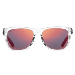 Olife Sport-Sonnenbrille mit transparentem Rahmen und rot-violett verspiegelten Gläsern