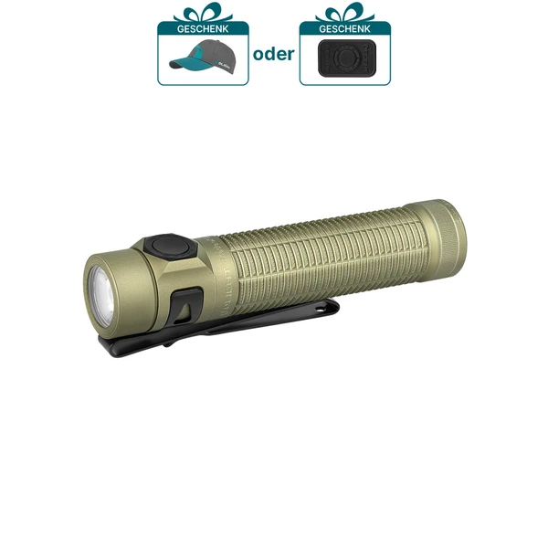 Grüne Taschenlampe mit Geschenken, Kappe oder Fernbedienung