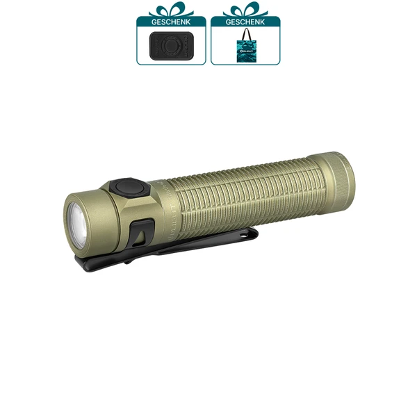 Olight Baton 3 Pro Max LED-Taschenlampe, Olivgrün, wiederaufladbar, mit Gürtelclip, Geschenke