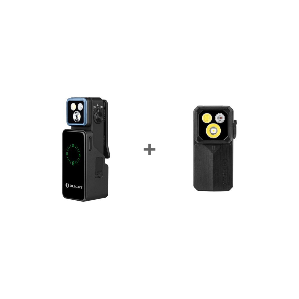 Oclip 2 Pro & Premium EDC Clip-Taschenlampe | 530lm Flutlicht, Rot & Spotlicht Bundle