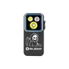 Olight Clip-Taschenlampe in Schwarz mit Sensenmann-Grafik und drei LED-Leuchten auf schwarzem Hintergrund