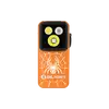 Olight orangefarbene EDC Taschenlampe mit Spinnenmuster Halloween Edition auf schwarzem Hintergrund