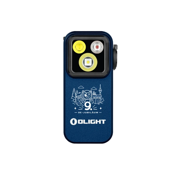 Olight Oclip Pro blaue Clip-Taschenlampe 9. DE-Jubiläum Edition mit drei LED-Lichtquellen für Alltag und Camping