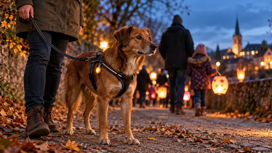 Laternenumzug mit Hund: Sichtbar im Gedränge und ruhig am Martinsfeuer