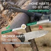 Robustes Outdoormesser mit 60-63 HRC spaltet Brennholz im Vergleich zu einem herkömmlichen Messer mit geringerer Härte.