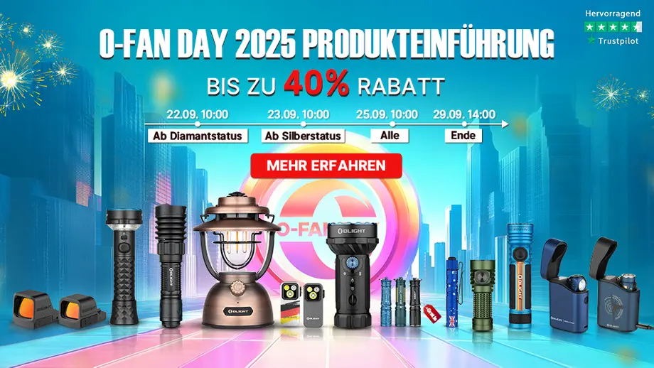 O-FAN DAY 2025 Produkteinführung: Olight Taschenlampen und Leuchten mit bis zu 40% Rabatt.