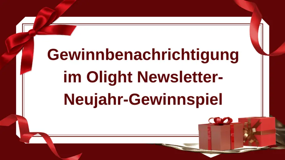 Gewinnbenachrichtigung im Olight Newsletter-Neujahr-Gewinnspiel