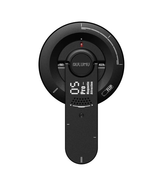 Aulumu M05 Pro magnetischer Handy-Ständer und Griff in Schwarz mit futuristischem Design auf weißem Hintergrund