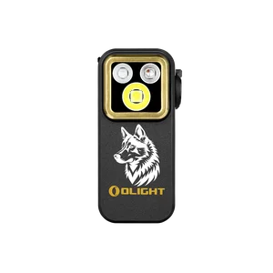 Olight Oclip Pro S Schwarze LED Taschenlampe mit Wolfslogo für den täglichen Gebrauch