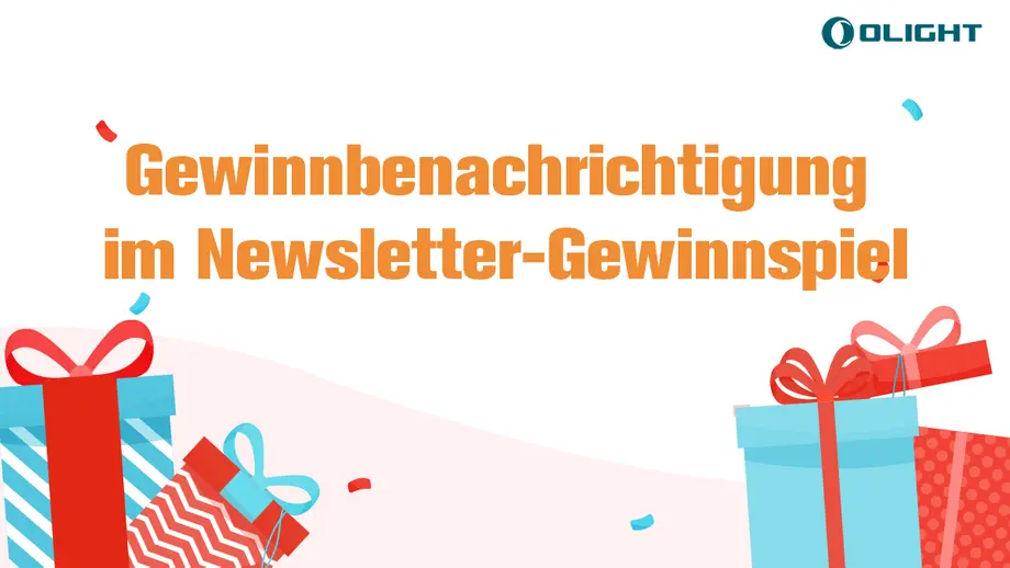 Gewinnbenachrichtigung im Olight Newsletter-Gewinnspiel