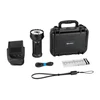 Olight Taschenlampe Set mit robustem Koffer, Holster, Ladekabel und Zubehör auf weißem Hintergrund