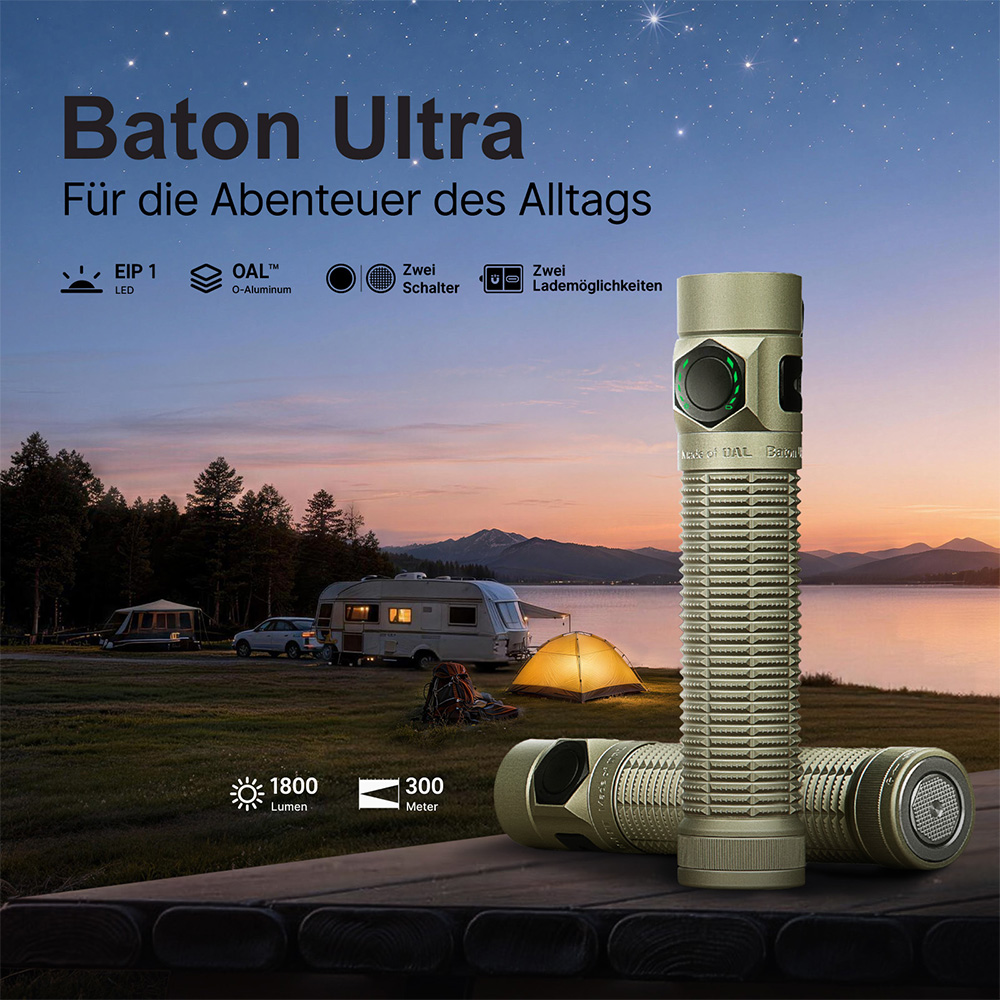 Olight Baton Ultra mit 1800 Lumen und 300 Metern Leuchtweite