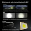 Olight EIP 1 LED: Intensität, Reinheit und Effizienz gegenüber Standard-LEDs. Lichtstrom-Leistungsdiagramm.