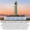 Kompakte Taschenlampe mit langer Laufzeit, 3500 mAh Akku, 3+ Stunden hoch, 18+ Stunden mittel, 6+ Tage niedrig.