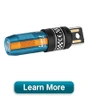 Kompakte Olight imini 2 LED Mini-Taschenlampe in Blau und Orange mit USB-Stecker und Learn More Button