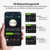 Hand hält Smartphone mit Olight Sphere App, zeigt 20 Beleuchtungsmodi: Natur, Festlich, Atmosphäre.