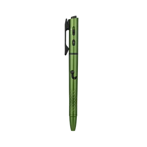 Grüner Olight Open 3 Stift mit integrierter LED Lampe und Clip in Vorderansicht für Alltag und EDC-Einsatz
