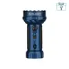 Blaue Olight Marauder Mini 2 Taschenlampe in Vorderansicht mit Drehschalter für Outdoor-Einsätze und Suchaktionen