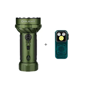 Grüne Olight Marauder Mini 2 Taschenlampe und blaue Oclip Pro Clip-Leuchte im Set für Outdoor-Abenteuer