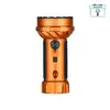 Olight Marauder Mini 2 orangefarbene LED Taschenlampe Vorderansicht mit Drehschalter für Outdoor-Suche und Rettungseinsätze