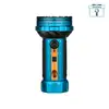 Blaue Olight Marauder Mini 2 Taschenlampe in Vorderansicht mit Drehschalter für Outdoor-Abenteuer und Suchaktionen