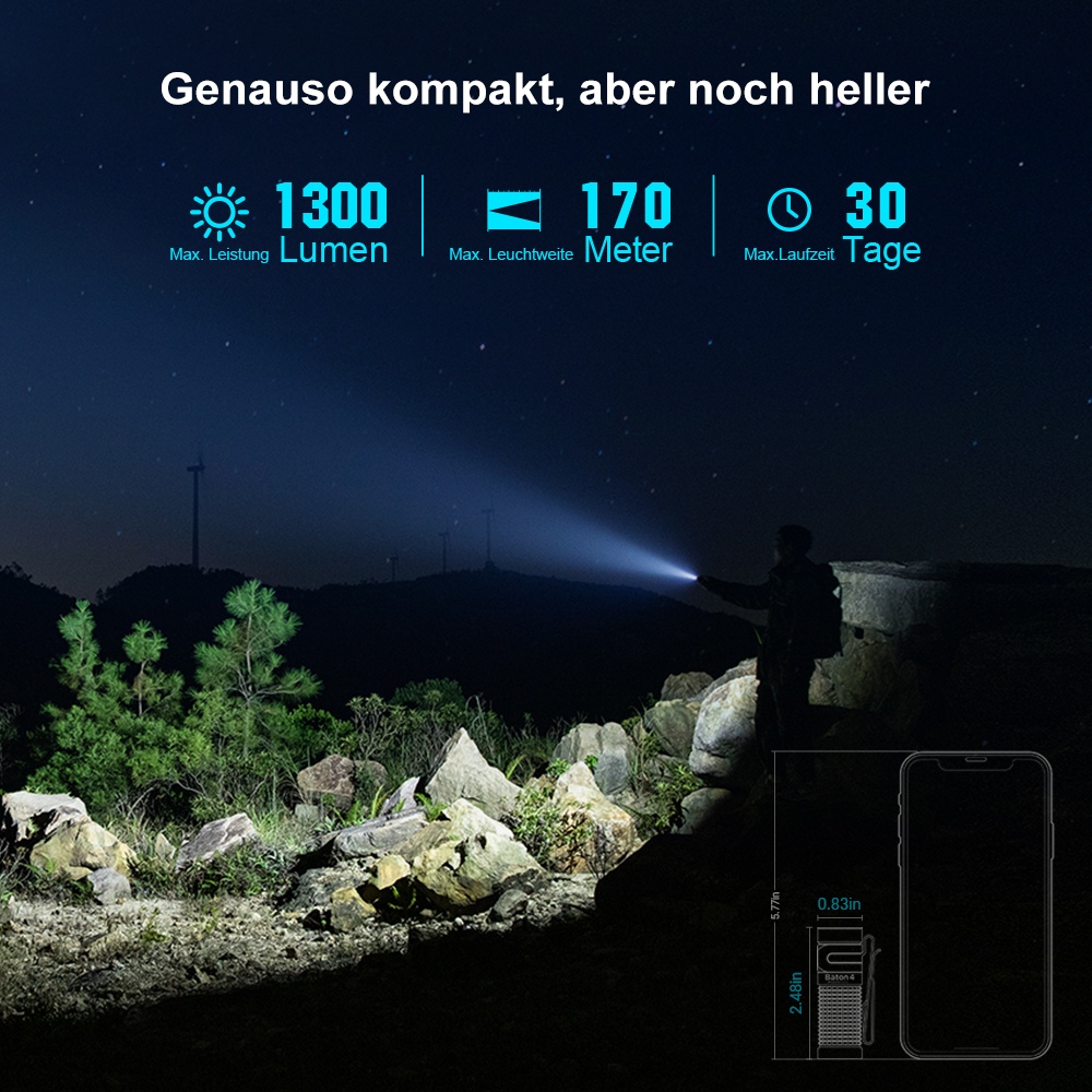 Olight Baton 4 aufladbare Taschenlampe