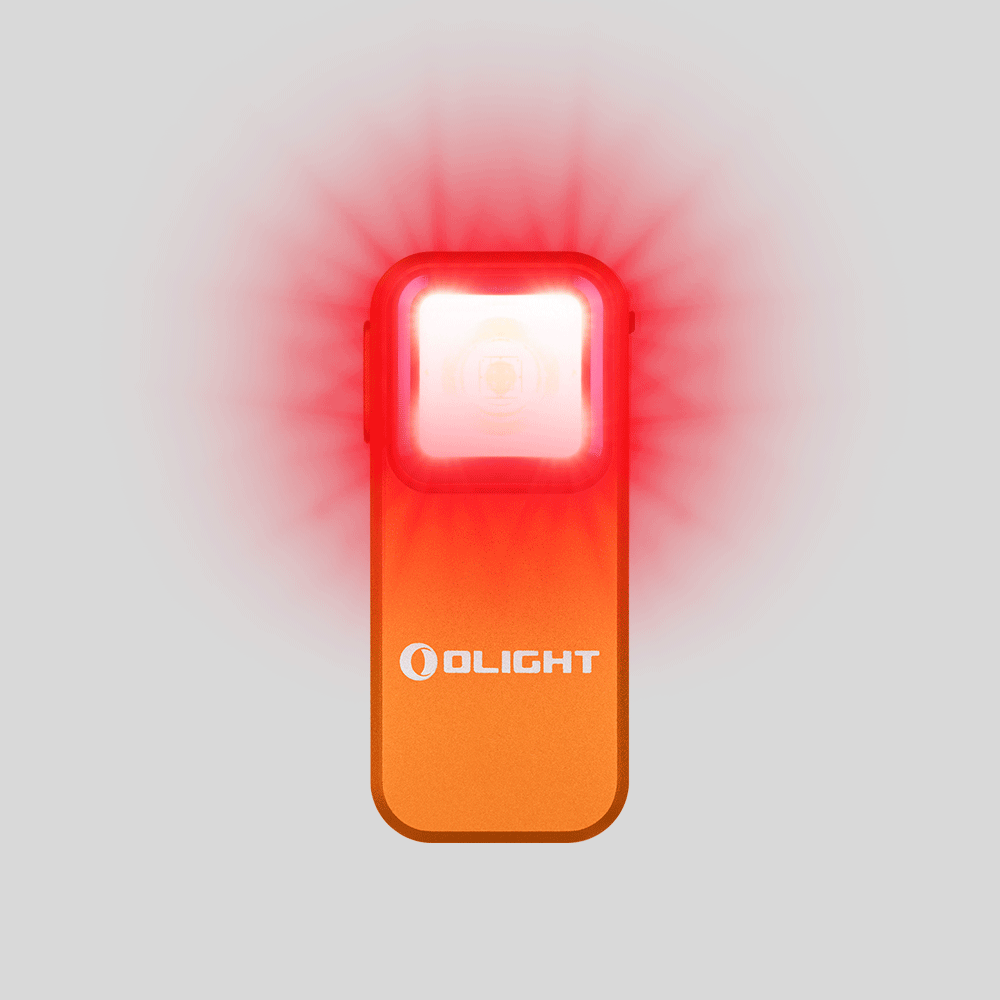 Olight Orange Baton 4 Premium oder Perun 3 Mini Taschenlampe mit leuchtendem rotem Licht für Warnsignale