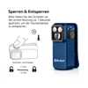 Blaue Olight Oclip Pro Clip-Taschenlampe mit Anleitung zum Sperren und Entsperren per Knopfdruck für Alltag und EDC