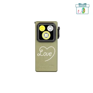 Olight Oclip Ultra Mini-Clip-Lampe in Olivgrün mit Love-Gravur und Dreifach-LED-Licht für Alltag und Outdoor-Einsatz