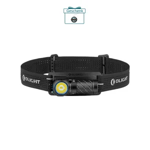 Olight Perun 3 Mini Stirnlampe mit schwarzem Kopfband, ideal für Outdoor-Aktivitäten.