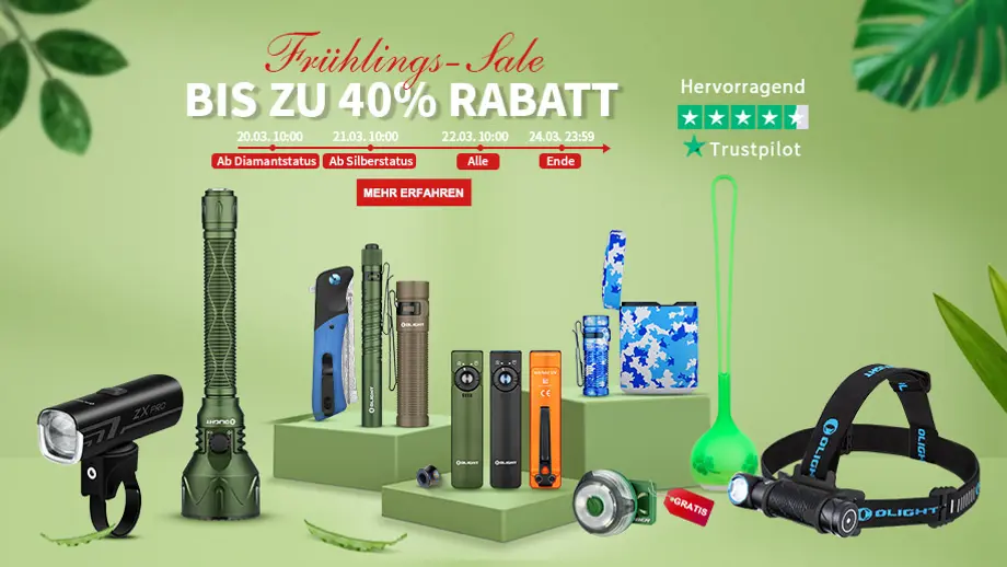 Olight Frühlings-Sale bis zu 40% Rabatt! Bereit für den Frühling?