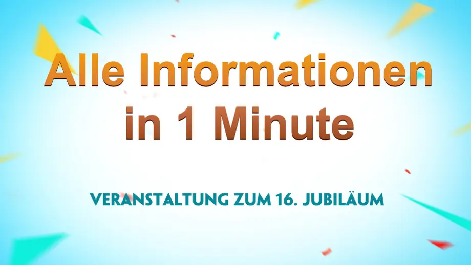 Hier klicken, um herauszufinden, was wir für den 16. Jahrestag geplant haben!