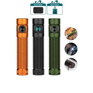 Olight Baton 3 Pro LED Taschenlampe schwarz mit blauem Knopf und Geschenken