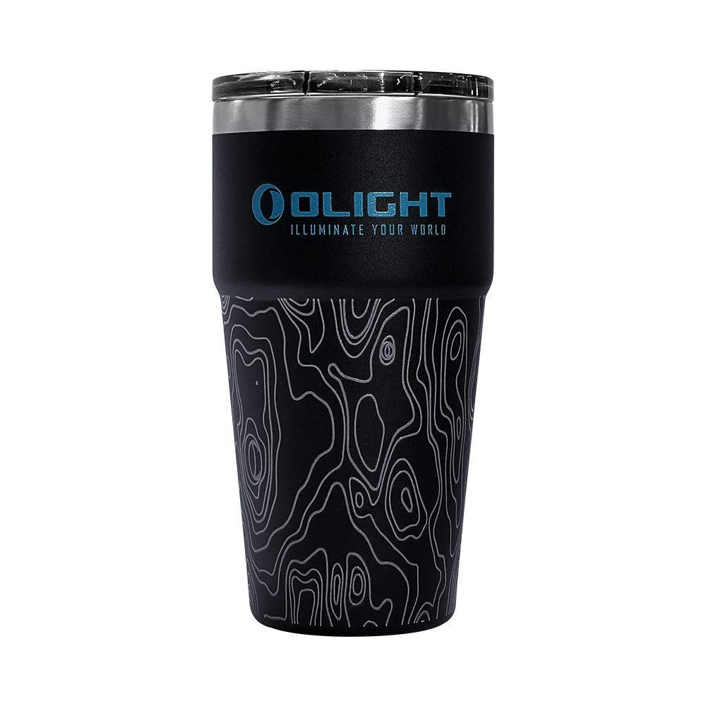 Olight exklusive Merchandise: Fidget Toy / Thermobecher Schwarz / Untersetzer 2025 / Smartphonehalter / T-Shirt