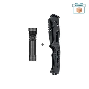 Schwarze Olight Oclip Pro LED Taschenlampe und Klappmesser Set für EDC und Outdoor Abenteuer