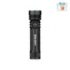 Schwarze Olight Seeker 4 Pro LED Taschenlampe in Frontansicht mit rutschfestem Griff für Outdoor und Camping