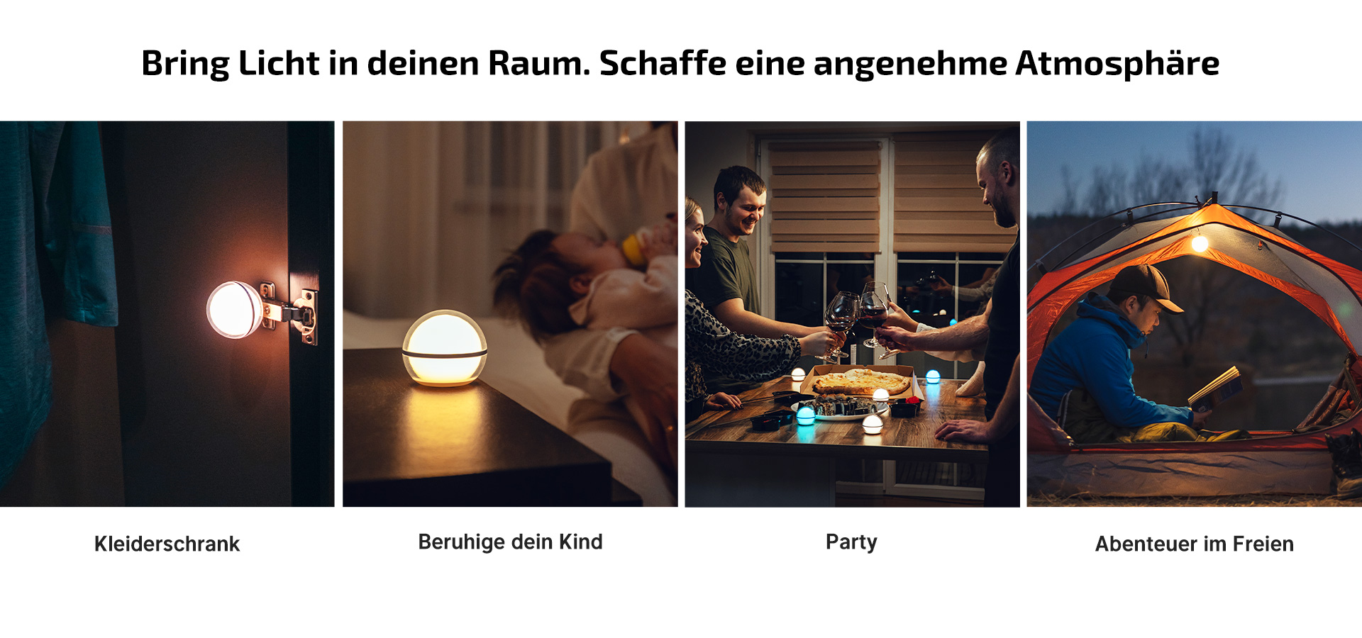 Offizielle Sphere-Anwendungsmontage mit Leseszene im Zelt und weiteren Alltagsszenen