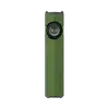 Grüne Olight Arkfeld Pro flache LED-Taschenlampe mit UV-Licht und Laser-Pointer auf schwarzem Hintergrund