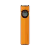 Olight Arkfeld Pro flache EDC Taschenlampe in Orange mit UV-Licht und Laser-Pointer auf schwarzem Hintergrund