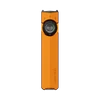 Olight Arkfeld Pro flache EDC Taschenlampe in Orange mit UV-Licht und Laser-Pointer auf schwarzem Hintergrund