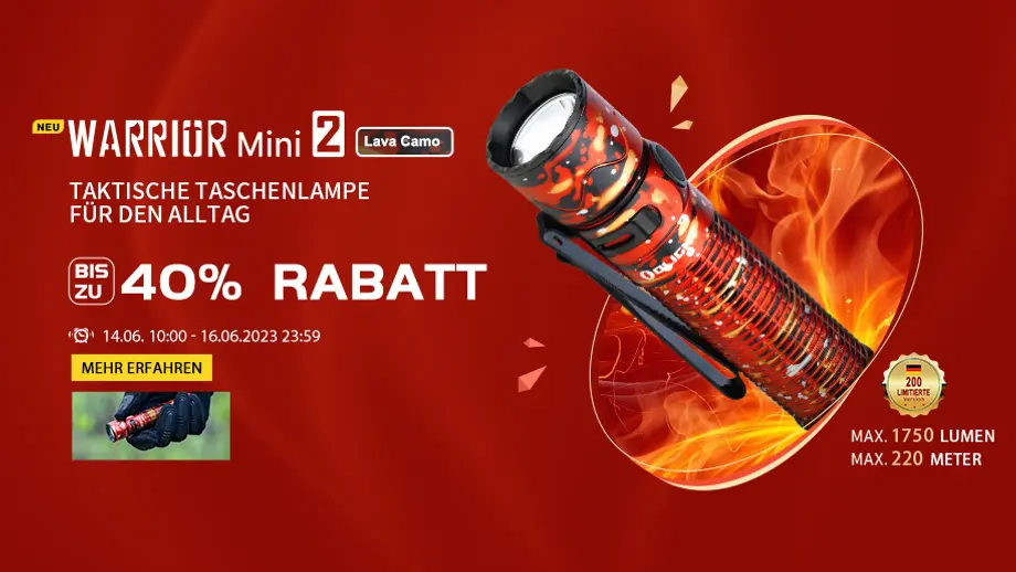 Die beste kompakte taktische Taschenlampe mit 1750 Lumen – Warrior Mini 2