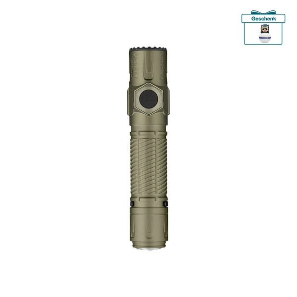 Grüne taktische Taschenlampe mit Clip, Militär-Taschenlampe, robust, LED, Outdoor-Beleuchtung