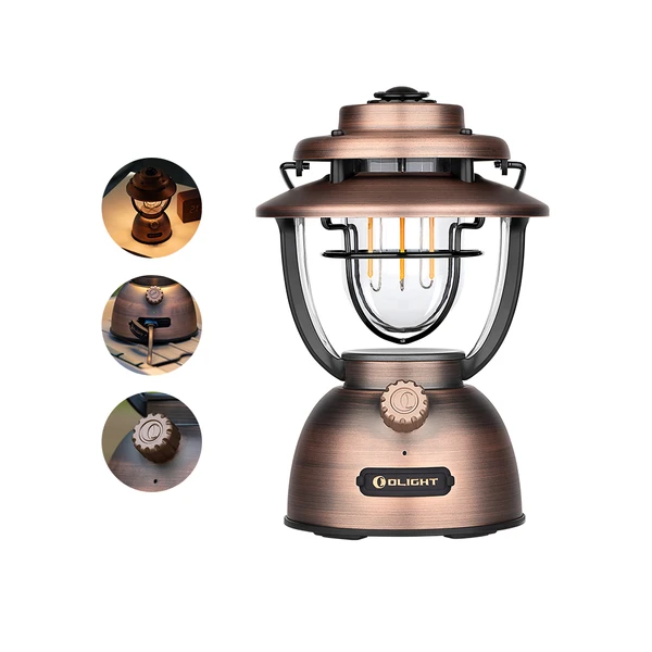 Olight Olantern Classic 2 Pro Camping Laterne in Kupfer mit Drehschalter für Outdoor- und Hausgebrauch.