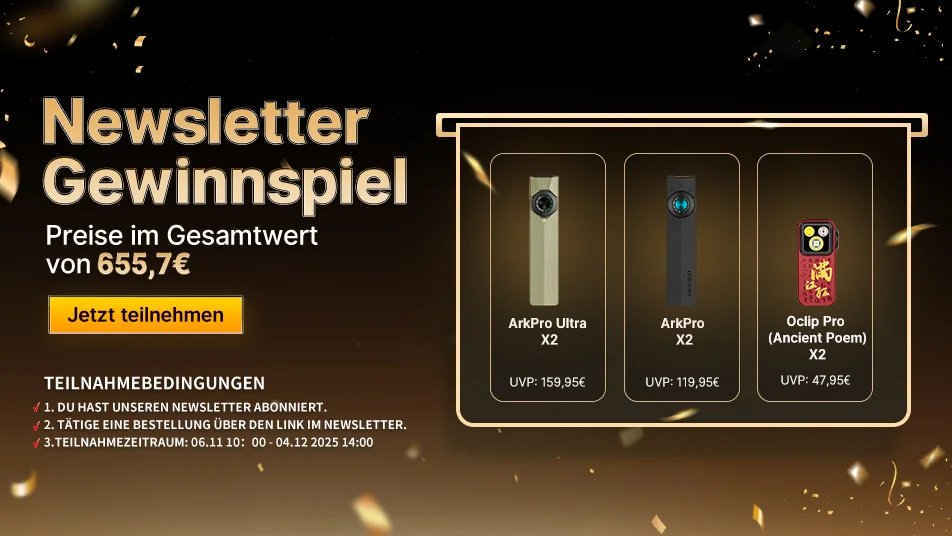 Newsletter-Gewinnspiel: ArkPro Ultra, ArkPro, Oclip Pro als Preise (655,7€ Wert). Jetzt teilnehmen!