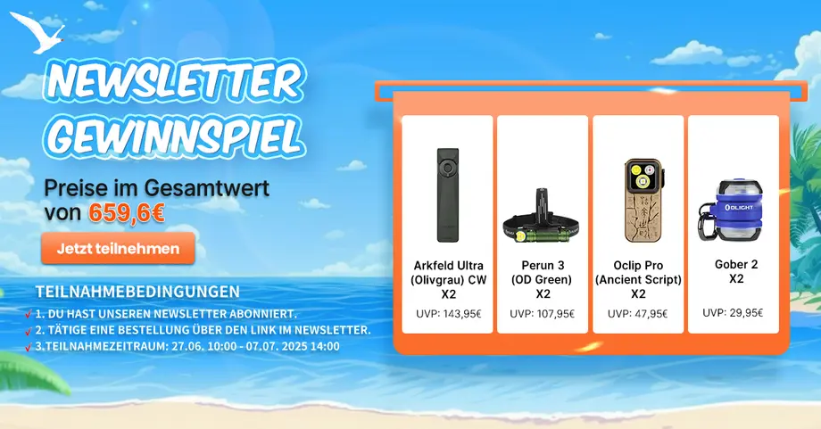 Newsletter Gewinnspiel: Preise im Wert von 659,6€, darunter Arkfeld Ultra, Perun 3, Oclip Pro, Gober 2.