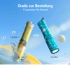 Olight I3E Mini-Taschenlampen in Gelb und Türkis schwebend über Wasser als gratis EDC Schlüsselanhänger-Licht