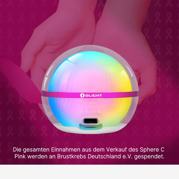 Olight Sphere C Pink LED-Leuchte zur Unterstützung von Brustkrebs Deutschland e.V.