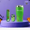 Grünes Olight Arkfeld Pro und Oclip Zombie Edition Set mit Thermobecher auf lila Podest für Halloween-Geschenke